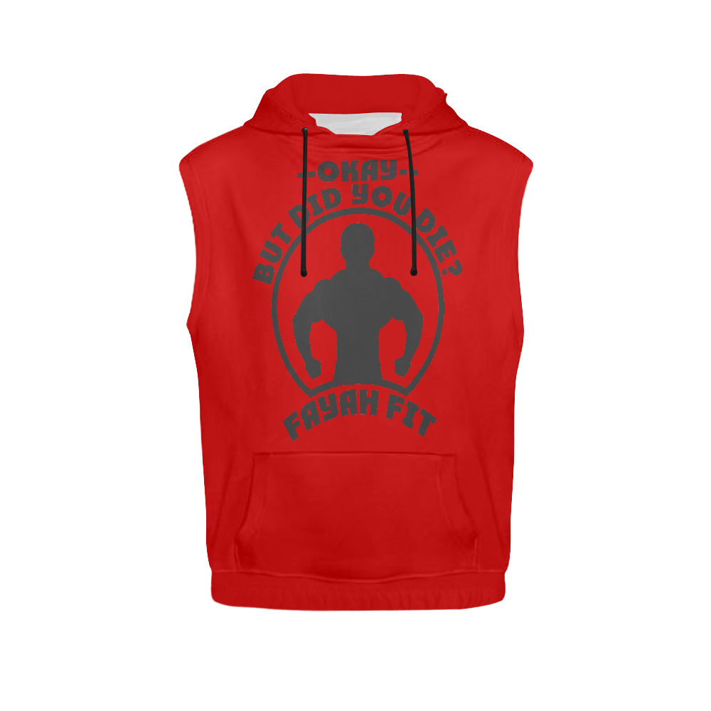 Fayah Fit Mens Did You Die Sleeveless Hoodie Red Fayah Fit